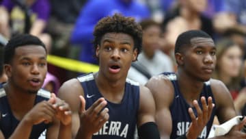 Potential Duke basketball target Bronny James (Mandatory Credit: Mark J. Rebilas-USA TODAY Sports)