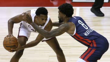 Evan Mobley #4 of the Cleveland Cavaliers is guarded by Naji Marshall #8 of the New Orleans Pelicans (Photo by Ethan Miller/Getty Images)