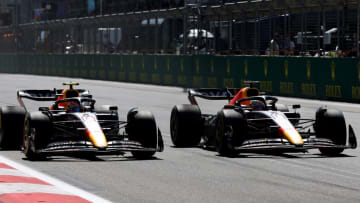 Max Verstappen, Sergio Perez, Red Bull, Formula 1 (Photo by Peter Fox/Getty Images)