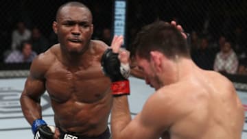 SANTIAGO, CHILE - MAY 19: (L-R) Kamaru Usman of Nigeria punches Demian Maia of Brazil in their welterweight bout during the UFC Fight Night event at Movistar Arena on May 19, 2018 in Santiago, Chile. (Photo by Buda Mendes/Zuffa LLC/Zuffa LLC via Getty Images)