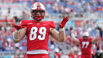 Western Kentucky Hilltoppers tight end Joey Beljan celebrates after scoring touchdown in the Boca Raton Bowl. USA Today.