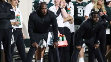 Michigan State head coach Mel Tucker watches a play against Central Michigan from the sideline during the second half at Spartan Stadium in East Lansing on Friday, Sept. 1, 2023.