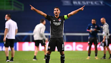 Houssem Aouar of Olympique Lyon. (Photo by Franck Fife/Pool via Getty Images)