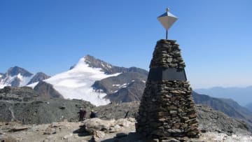 A monument stands near where Ötzi the Iceman was discovered in 1991.