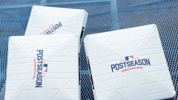 LOS ANGELES, CA - OCTOBER 11: Postseason bases are seen prior to game four of the National League Division Series between the Los Angeles Dodgers and the Washington Nationals at Dodger Stadium on October 11, 2016 in Los Angeles, California. (Photo by Jeff Gross/Getty Images)