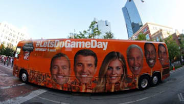 Sep 5, 2015; Fort Worth, TX, USA; The GameDay Bus parked in downtown Fort Worth during the live broadcast of ESPN College GameDay at Sundance Square. Mandatory Credit: Ray Carlin-USA TODAY Sports