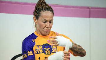 Cris Cyborg works out for the media ahead of her Bellator 238 debut (photo via Amy Kaplan/FanSided)