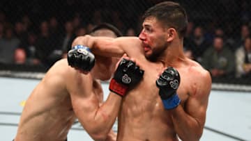DENVER, CO - NOVEMBER 10: (R-L) Yair Rodriguez of Mexico lands an elbow against Chan Sung Jung of South Korea in their featherweight bout during the UFC Fight Night event inside Pepsi Center on November 10, 2018 in Denver, Colorado. (Photo by Josh Hedges/Zuffa LLC/Zuffa LLC via Getty Images)