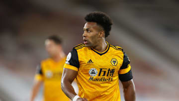 WOLVERHAMPTON, ENGLAND - NOVEMBER 23: Adama Traore of Wolverhampton Wanderers during the Premier League match between Wolverhampton Wanderers and Southampton at Molineux on November 23, 2020 in Wolverhampton, United Kingdom. Sporting stadiums around the UK remain under strict restrictions due to the Coronavirus Pandemic as Government social distancing laws prohibit fans inside venues resulting in games being played behind closed doors. (Photo by Matthew Ashton - AMA/Getty Images)
