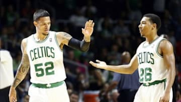 Chris Babb (left) spent the preseason with the Celtics. Mandatory Credit: Mark L. Baer-USA TODAY Sports