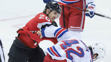 New Jersey Devils center Michael McLeod (20): (Vincent Carchietta-USA TODAY Sports)