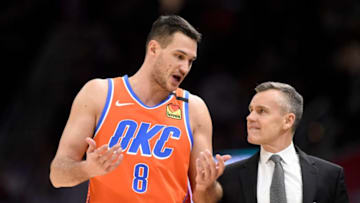 JANUARY 04: Danilo Gallinari #8 talks with head coach Billy Donovan of the OKC Thunder during the second half (Photo by Jason Miller/Getty Images)
