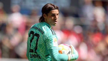 Bayern Munich goalkeeper Yann Sommer relaxed about future despite speculation. (Photo by Stefan Matzke - sampics/Corbis via Getty Images)