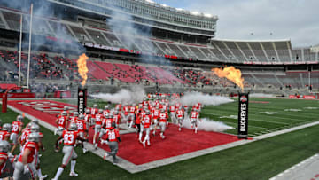 COLUMBUS, OH - OCTOBER 24: The Ohio State Buckeyes take the field before their game against the Nebraska Cornhuskers at Ohio Stadium on October 24, 2020 in Columbus, Ohio. (Photo by Jamie Sabau/Getty Images)