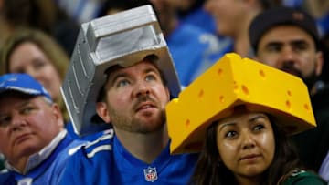 DETROIT, MI - JANUARY 1: Detroit Lions fans and Green Bay Packers fans watch their teams during first quarter action at Ford Field on January 1, 2017 in Detroit, Michigan. (Photo by Gregory Shamus/Getty Images)