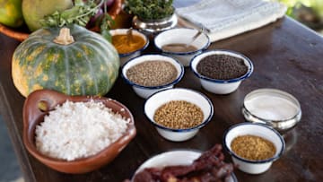 Coorg, India - Spices and ingredients used during the big cook. (Credit: National Geographic/Justin Mandel)