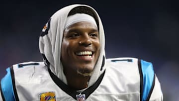 DETROIT, MI - OCTOBER 08: Cam Newton #1 of the Carolina Panthers jogs off the field after defeated the Detroit Lions at Ford Field on October 8, 2017 in Detroit, Michigan. Carolina defeated Detroit 27-24. (Photo by Leon Halip/Getty Images) (Photo by Leon Halip/Getty Images)