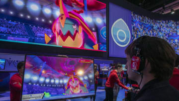 LOS ANGELES, CA - JUNE 12: A gamer plays Pokémon Sword and Pokémon Shield at E3 2019 at the Los Angeles Convention Center on June 12, 2019 in Los Angeles, California. The Electronic Entertainment Expo is billed as the largest gaming industry expo of the year. (Photo by David McNew/Getty Images)