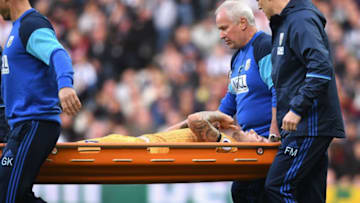 WEST BROMWICH, ENGLAND - OCTOBER 15: Toby Alderweireld of Tottenham Hotspur is stretched off injured during the Premier League match between West Bromwich Albion and Tottenham Hotspur at The Hawthorns on October 15, 2016 in West Bromwich, England. (Photo by Michael Regan/Getty Images)