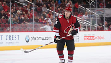 GLENDALE, ARIZONA - DECEMBER 20: Nick Schmaltz #8 of the Arizona Coyotes in action during the third period of the NHL game against the Montreal Canadiens at Gila River Arena on December 20, 2018 in Glendale, Arizona. The Canadiens defeated the Coyotes 2-1. (Photo by Christian Petersen/Getty Images)