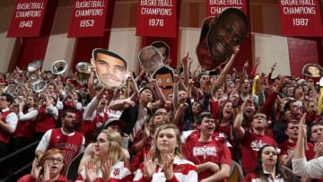 Jan 22, 2015; Bloomington, IN, USA; Indiana Hoosier fans cheer during a game against the Maryland Terrapins at Assembly Hall. Indiana defeats Maryland 89-70. Mandatory Credit: Brian Spurlock-USA TODAY Sports