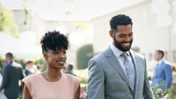 All American -- "Int'l Players Anthem (I Choose You)" -- Image Number: ALA317a_1121r.jpg -- Pictured (L-R): Karimah Westbrook as Grace and Lamon Archey as D'Angelo Carter -- Photo: Bill Inoshita /The CW -- © 2021 The CW Network, LLC. All Rights Reserved.