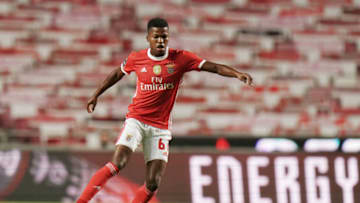 LISBON, PORTUGAL - JULY 14: Joao Bruno of Vitoria SC in action during the Liga NOS match between SL Benfica and Vitoria SC at Estadio da Luz on July 14, 2020 in Lisbon, Portugal. (Photo by Gualter Fatia/Getty Images)