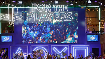 PARIS, FRANCE - NOVEMBER 02: Sony PlayStation Buttons and Sony Playstation logos are displayed during the 'Paris Games Week' on November 02, 2017 in Paris, France. 'Paris Games Week' is an international trade fair for video games and runs from November 01 to November 5, 2017. (Photo by Chesnot/Getty Images)