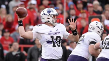 LINCOLN, NE - NOVEMBER 04: Quarterback Clayton Thorson #18 of the Northwestern Wildcats passes against the Nebraska Cornhuskers at Memorial Stadium on November 4, 2017 in Lincoln, Nebraska. (Photo by Steven Branscombe/Getty Images)