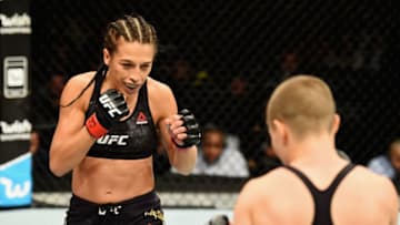 NEW YORK, NY - NOVEMBER 04: Rose Namajunasfights Joanna Jedrzejczyk of Poland in their UFC women's strawweight championship bout during the UFC 217 event at Madison Square Garden on November 4, 2017 in New York City. (Photo by Josh Hedges/Zuffa LLC/Zuffa LLC via Getty Images)