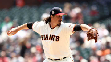 SAN FRANCISCO, CALIFORNIA - JULY 07: Jeff Samardzija #29 of the San Francisco Giants pitches to the against the St. Louis Cardinals in the first inning at Oracle Park on July 07, 2019 in San Francisco, California. (Photo by Ezra Shaw/Getty Images)