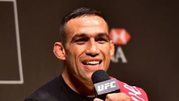 Jul 31, 2015; Rio de Janeiro, RJ, Brazil; Fabricio Werdum interacts with fans during a Q&A session before weigh-ins for UFC 190 at HSBC Arena. Mandatory Credit: Jason Silva-USA TODAY Sports
