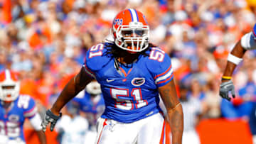 November 22, 2008; Gainesville FL, USA; Florida Gators linebacker Brandon Spikes (51) against the Citadel Bulldogs during the first half at Ben Hill Griffin Stadium. Mandatory Credit: Kim Klement-USA TODAY Sports