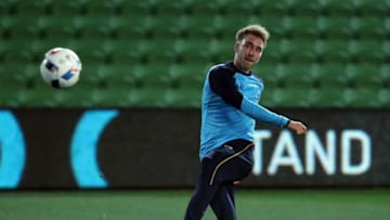 MELBOURNE, AUSTRALIA - JULY 28: Christian Eriksen of Tottenham Hotspur kicks on goal during a Tottenham Hotspur training session at AAMI Park on July 28, 2016 in Melbourne, Australia. (Photo by Tottenham Hotspur FC/Tottenham Hotspur FC via Getty Images)