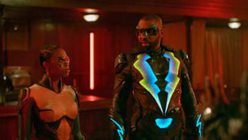 Black Lightning -- "The Book of Rebellion: Chapter One: Exodus" -- Image BLK208a_0006b.jpg -- Pictured (L-R): Nafessa Williams as Thunder and Cress Williams as Black Lightning -- Photo: The CW -- ÃÂ© 2018 The CW Network, LLC. All rights reserved