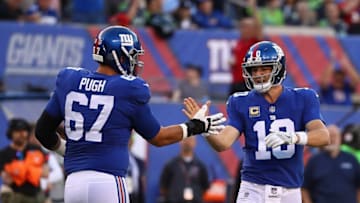 EAST RUTHERFORD, NJ - OCTOBER 22: Justin Pugh (Photo by Al Bello/Getty Images)