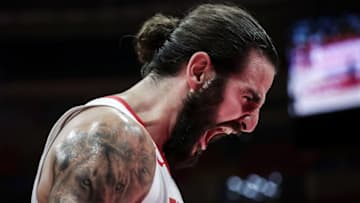 WUHAN, CHINA - SEPTEMBER 06: Ricky Rubio #9 of Spain reacts against Italy during FIBA World Cup 2019 Group J match between Spain and Italy at Wuhan Sports Centre on September 06 , 2019 in Wuhan, China. (Photo by Wang He/Getty Images)