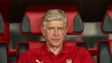 SHANGHAI, CHINA - JULY 19: Coach of Arsenal FC Arsene Wenger looks on during the 2017 International Champions Cup football match between FC Bayern and Arsenal FC at Shanghai Stadium on July 19, 2017 in Shanghai, China. (Photo by Lintao Zhang/Getty Images)