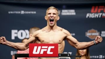 Jul 24, 2015; Chicago, IL, USA; TJ Dillashaw during weigh ins for UFC Fight Night at United Center. Mandatory Credit: Kamil Krzaczynski-USA TODAY Sports