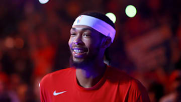 Former Duke basketball star Brandon Ingram gets introduced to the crowd. (Photo by Sean Gardner/Getty Images)