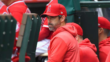 ANAHEIM, CA - MAY 23: Brad Ausmus #12 of the Los Angeles Angels of Anaheim looks on from the dugout during the second inning of the game against the Minnesota Twins at Angel Stadium of Anaheim on May 23, 2019 in Anaheim, California. (Photo by Jayne Kamin-Oncea/Getty Images)