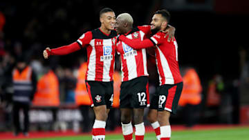 SOUTHAMPTON, ENGLAND - NOVEMBER 30: Southampton players celebrate following their sides victory in the Premier League match between Southampton FC and Watford FC at St Mary's Stadium on November 30, 2019 in Southampton, United Kingdom. (Photo by Naomi Baker/Getty Images)