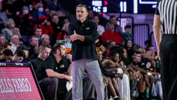 Jan 11, 2023; Athens, Georgia, USA; Mississippi State Bulldogs head coach Chris Jans on the sidelines against the Georgia Bulldogs during the first half at Stegeman Coliseum. Mandatory Credit: Dale Zanine-USA TODAY Sports