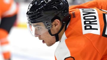 Sep 21, 2015; Philadelphia, PA, USA; Philadelphia Flyers defenseman Ivan Provorov (79) during a preseason game against the New York Islanders at PPL Center. The Flyers defeated the Islanders, 5-3. Mandatory Credit: Eric Hartline-USA TODAY Sports