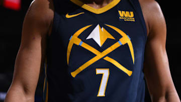 DENVER, CO - FEBRUARY 3: The jersey of Trey Lyles #7 of the Denver Nuggets during the game against the Golden State Warriors on February 3, 2018 at the Pepsi Center in Denver, Colorado. NOTE TO USER: User expressly acknowledges and agrees that, by downloading and/or using this Photograph, user is consenting to the terms and conditions of the Getty Images License Agreement. Mandatory Copyright Notice: Copyright 2018 NBAE (Photo by Garrett Ellwood/NBAE via Getty Images)