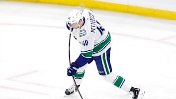 Mar 1, 2021; Winnipeg, Manitoba, CAN; Elias Pettersson Mandatory Credit: James Carey Lauder-USA TODAY Sports