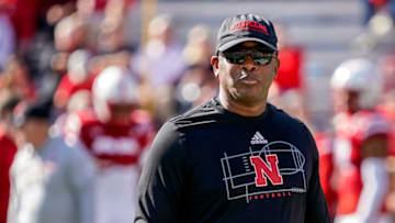 Nebraska Cornhuskers interim head coach Mickey Joseph looks to the sideline (Dylan Widger-USA TODAY Sports)