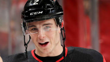 Colton White #2 of the New Jersey Devils. (Photo by Elsa/Getty Images)
