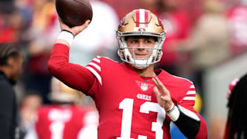 SANTA CLARA, CALIFORNIA - JANUARY 08: Brock Purdy #13 of the San Francisco 49ers warms up during pregame warm ups prior to the start of the game against the Arizona Cardinals at Levi's Stadium on January 08, 2023 in Santa Clara, California. (Photo by Thearon W. Henderson/Getty Images)