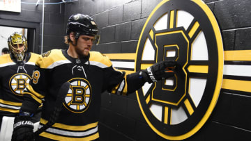 FanDuel NHL: BOSTON, MA - OCTOBER 17: David Pastrnak #88 of the Boston Bruins heads to the ice to warm up before the game against the Tampa Bay Lightning at the TD Garden on October 17, 2019 in Boston, Massachusetts. (Photo by Steve Babineau/NHLI via Getty Images)